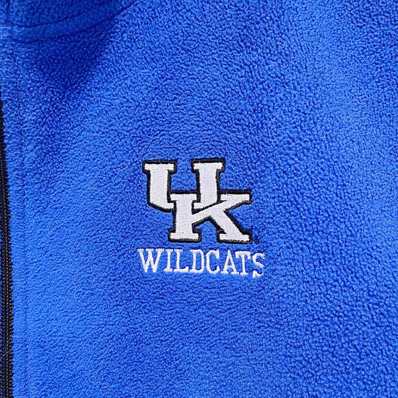 KENTUCKY WILDCATS Full Zip Fleece Vest Jacket Blue Mock Neck Pockets Mens XL - Picture 3 of 7